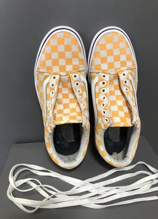 Кеди вага vans шахматка шашки жовті білі2 фото