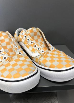 Кеди вага vans шахматка шашки жовті білі7 фото