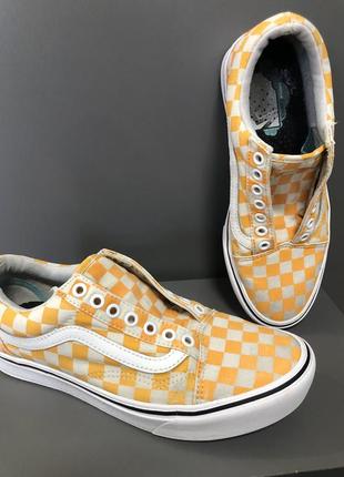 Кеди вага vans шахматка шашки жовті білі8 фото