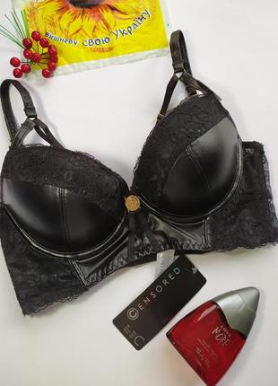 Шикарный новый бюстгалтер эко кожа + кружево, censored, eur 80c, 85c, 85d, 75a, 75b, 75c