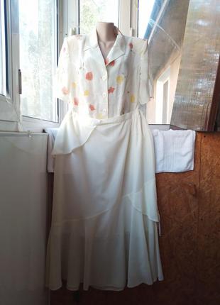 Костюм спідниця міді блуза блузка великого розміру батал2 фото