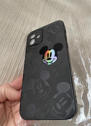 Iphone 12 черный чехол с микки маусом mickey mouse