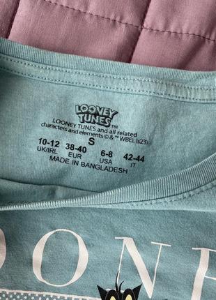 Трендова м’ятна бірюзова футболка з мультяшний принтом looney tunes від primark4 фото