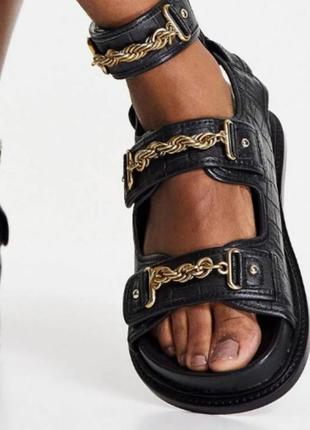 Новые кожаные сандалии asos кожаные босоножки гладиаторы натуральная кожа зодотые цепи