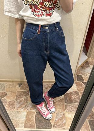 Винтажные джинсы синие хлопок деним женские 90х годов высокие8 фото