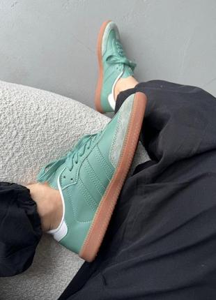 Кросівки жіночі в стилі adidas samba mint адідас самба м'ятні кеди зелені5 фото