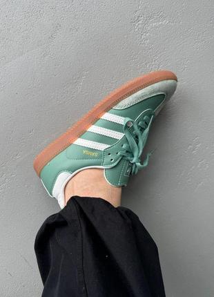 Кроссовки женские в стиле adidas samba mint адидас самба мятные кеды зеленые6 фото