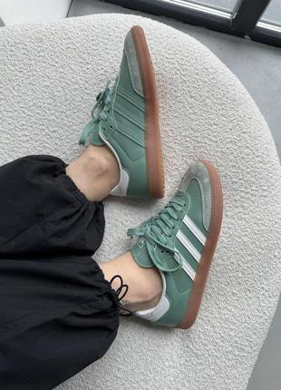 Кросівки жіночі в стилі adidas samba mint адідас самба м'ятні кеди зелені8 фото