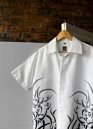 Casablanca men's vintage white short sleeve 1927 shirt graphic tattoo design винтажная рубашка на короткий рукав2 фото