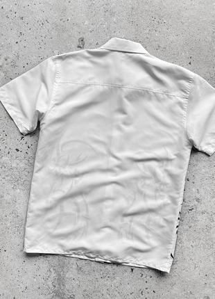 Casablanca men’s vintage white short sleeve button shirt graphic tattoo design вінтажна сорочка на короткий рукав6 фото
