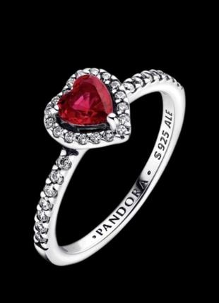 Каблучка пандора срібло 925 кольцо pandora красное  сердце3 фото