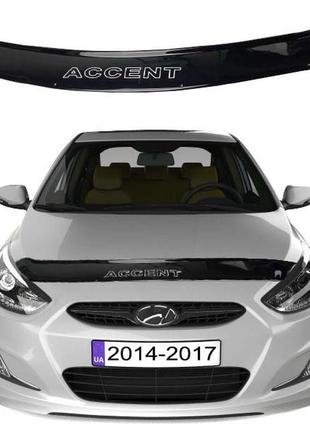 Дефлектор капота мухобойка для hyundai accent solaris 2014-201...
