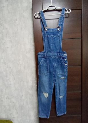 Брендовый новый коттоновый джинсовый комбинезон р.10-12.3 фото