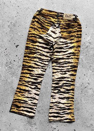 Dolce&amp;gabbana d&amp;g vintage made in italy women's tiger print denim jeans винтажные, женские джинсы5 фото