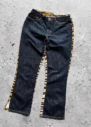 Dolce&amp;gabbana d&amp;g vintage made in italy women's tiger print denim jeans винтажные, женские джинсы6 фото