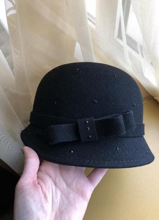 Фетровая новая шапка шляпка шляпа котелок с бантом5 фото