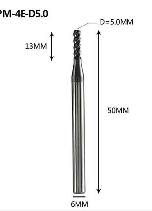 Фреза pm-4e-d4.5 zcc-ccccc-ct кінцева тверда з покриттям aitln.