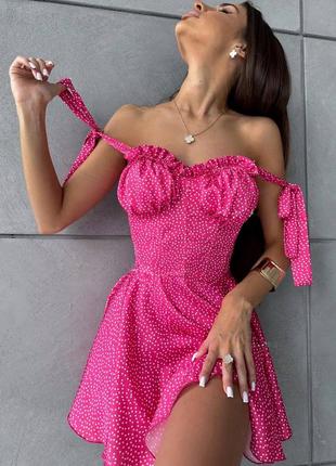 Комбинезон корсетный белый в цветочек розовый в горошек мини платье сарафан лиф корсет пышная юбка шорты5 фото
