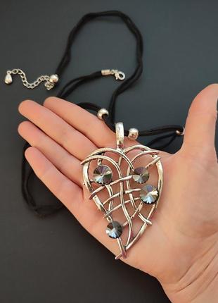 Крупный кулон сердце с кристаллами сваровски, англия10 фото
