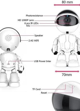 Цифрова поворотна wi-fi дитяча відеоняня robot 2mp fullhd8 фото