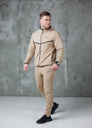 Чоловічий весняний спортивний костюм бавовняний весна-літо бежевий кофта та штани
