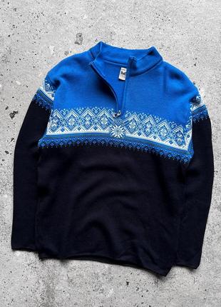 Dale of norway men’s 1/4 zip neck wool jumper navy blue white knit pullover sweater високоякісний светр