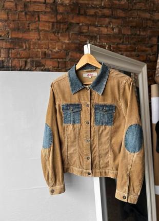 S.oliver women’s vintage 90's corduroy & denim jacket button жіноча, вінтажна, вельветова куртка