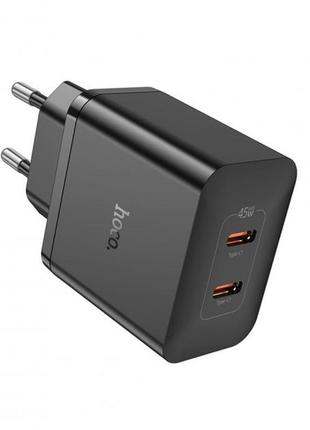 Сзу блок hoco n35 pd (2 type- c) 45w чорний