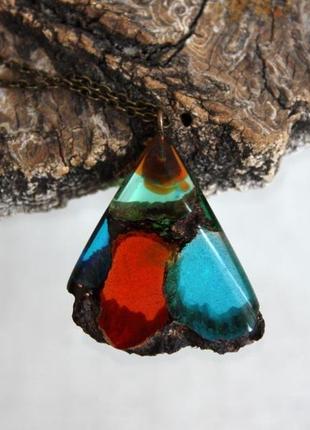 Кулон з натурального лотоса і різнокольорової епоксидної смоли