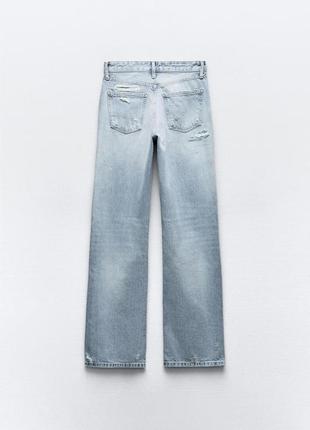 Плотные джинсы с широкими штанинами рваные zara new3 фото