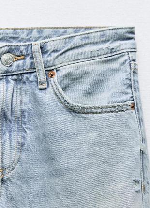 Плотные джинсы с широкими штанинами рваные zara new5 фото