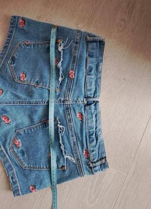 Шорты джинсовые бершка хаки, шорты джинсовые голубые в цветок7 фото
