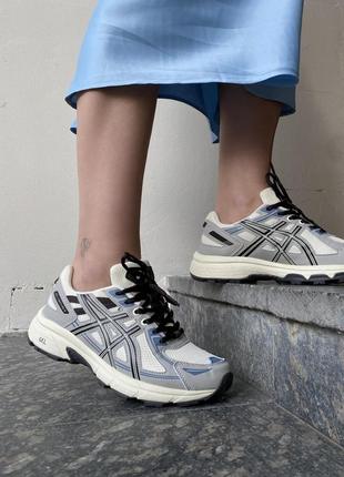 Кросівки жіночі чоловічі в стилі asics gel-venture 6 grey beige асикс гель-вентюра бежеві сірі4 фото