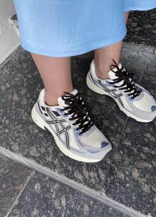 Кросівки жіночі чоловічі в стилі asics gel-venture 6 grey beige асикс гель-вентюра бежеві сірі6 фото