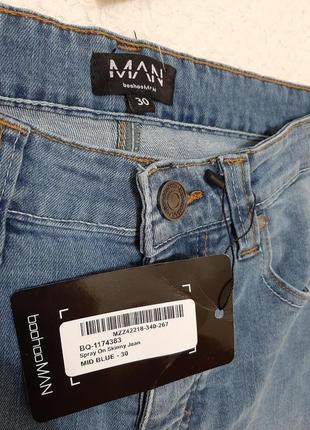 Синие выбеленные джинсы скинни boohooman р.44-46 (30) с бирками4 фото