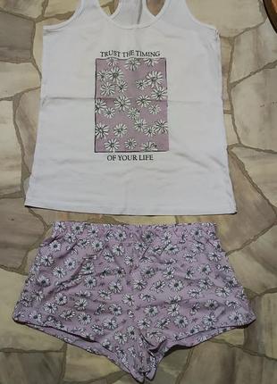 Пижама женская, лавандово- белый цвет, m2 фото