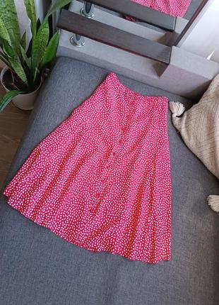 Красная юбка-миди на пуговицах юбка в пятнистый принт