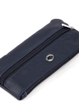 Ключниця-гаманець з кишенькою унісекс st leather 19349 темно-с...