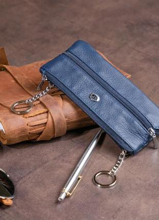 Ключниця-гаманець з кишенькою унісекс st leather 19349 темно-с...6 фото
