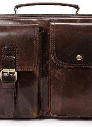 Ділова сумка на плече шкіряна vintage 14820 коричнева