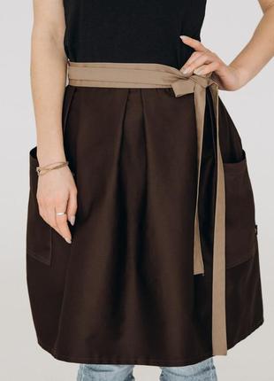 Фартух сукня vanilla коричневий + беж | фартухи5 фото