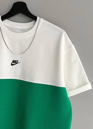 Чоловіча футболка nike на весну у біло-зеленому кольорі premium якості, стильна та зручна футболка на кожен день2 фото