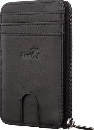 Тонкий компактний гаманець shvigel 11126 з натуральної шкіри ч...