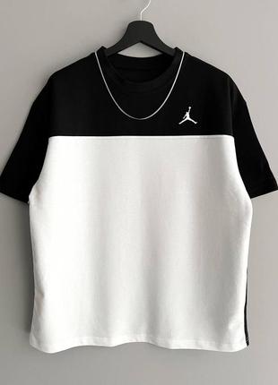 Чоловіча футболка jordan на весну у біло-чорному кольорі premium якості, стильна та зручна футболка на кожен день1 фото
