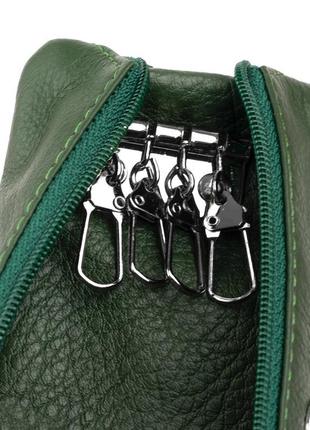 Ключниця-гаманець з кишенькою унісекс st leather 19348 зелена4 фото