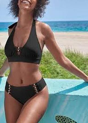 Верх от купальника раздельного размер 48 / 14 черный шнуровка