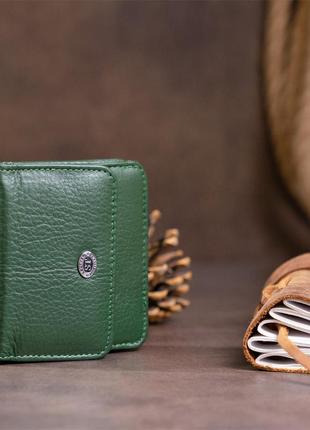 Маленький гаманець на кнопці жіночий st leather 19233 зелений6 фото