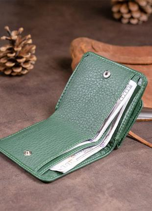 Маленький гаманець на кнопці жіночий st leather 19233 зелений9 фото