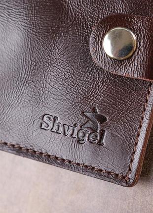 Стильне шкіряне портмоне для чоловіків shvigel 16485 коричневий6 фото