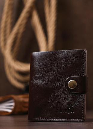 Стильне шкіряне портмоне для чоловіків shvigel 16485 коричневий7 фото